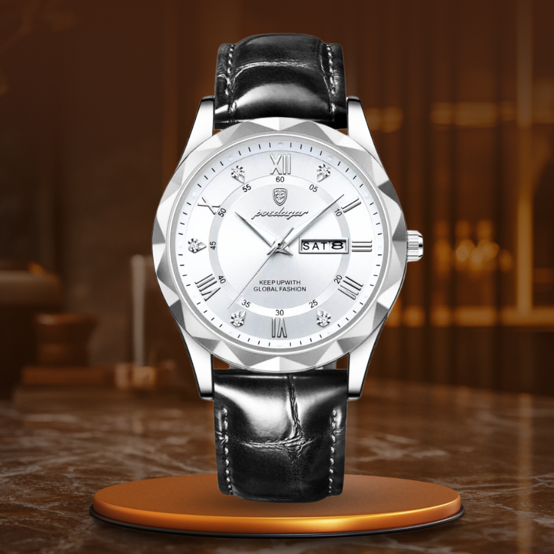 Timeless Luxury Leather Quartz Wristwatch