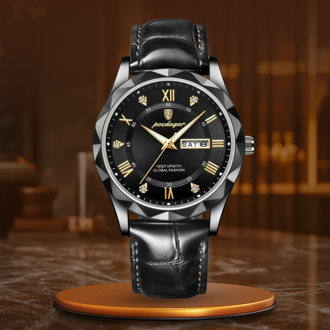 Timeless Luxury Leather Quartz Wristwatch