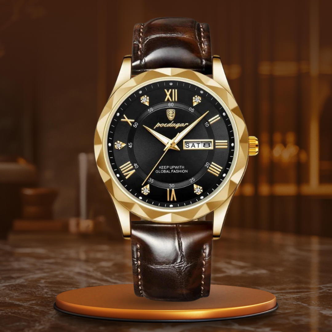 Timeless Luxury Leather Quartz Wristwatch