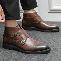 DARELL™ | Leather Boots with Double Monk Straps - Retail Flare