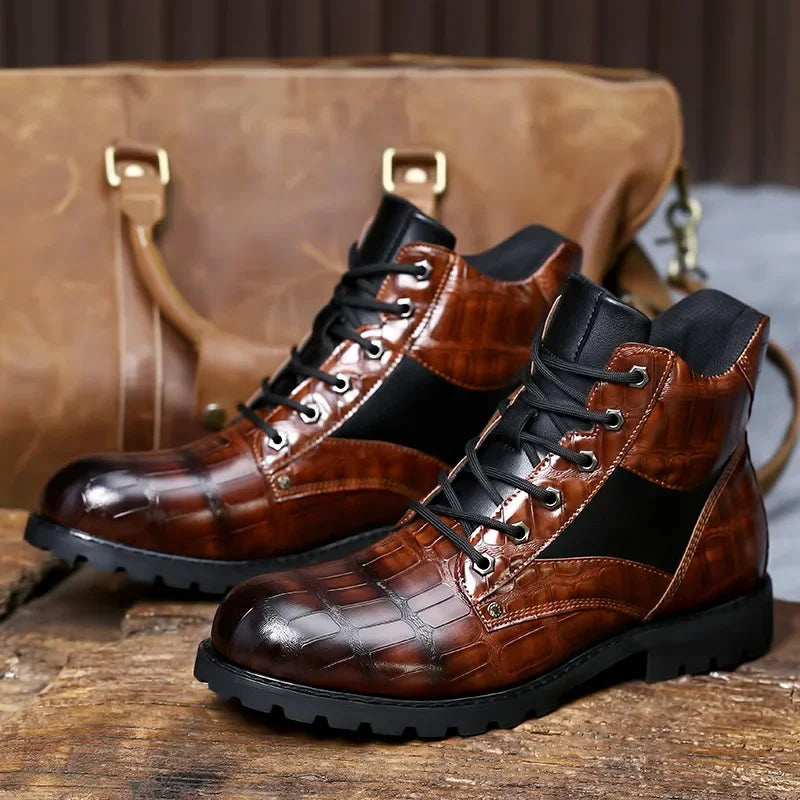 RENDELL™ | Croco Leather Boots - Retail Flare