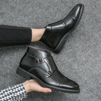 DARELL™ | Leather Boots with Double Monk Straps - Retail Flare