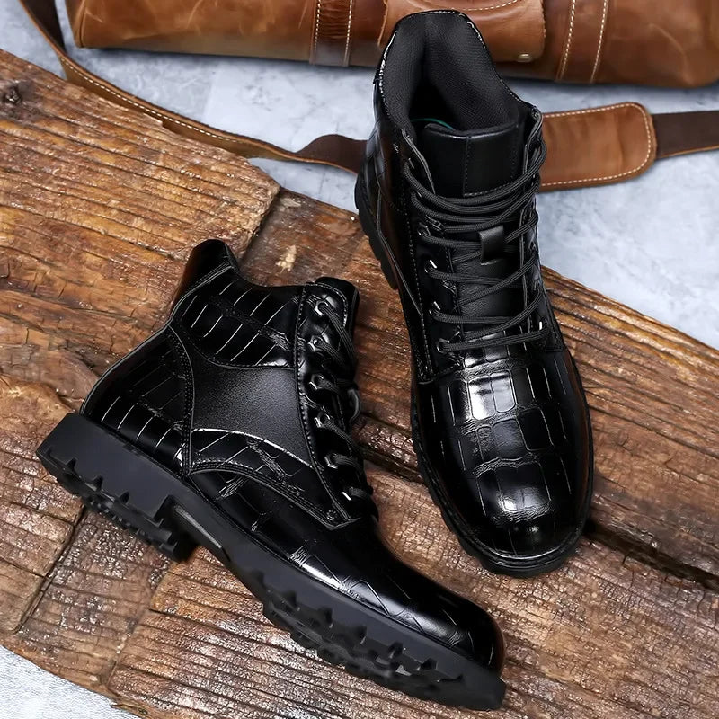 RENDELL™ | Croco Leather Boots - Retail Flare