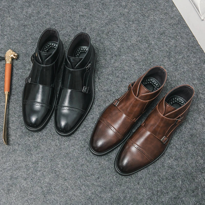 DARELL™ | Leather Boots with Double Monk Straps - Retail Flare