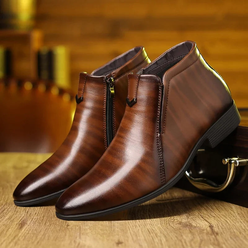 PIERRE™ | Chic Leather Boots with Zip - Retail Flare