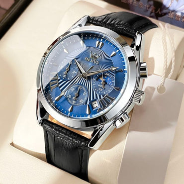 Sapphire Dial Quartz Leather Watch - Retail Flare