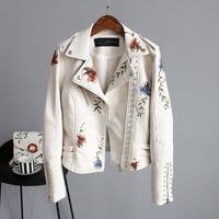 AMELIA | Leather Jacket with Embroidered Flowers