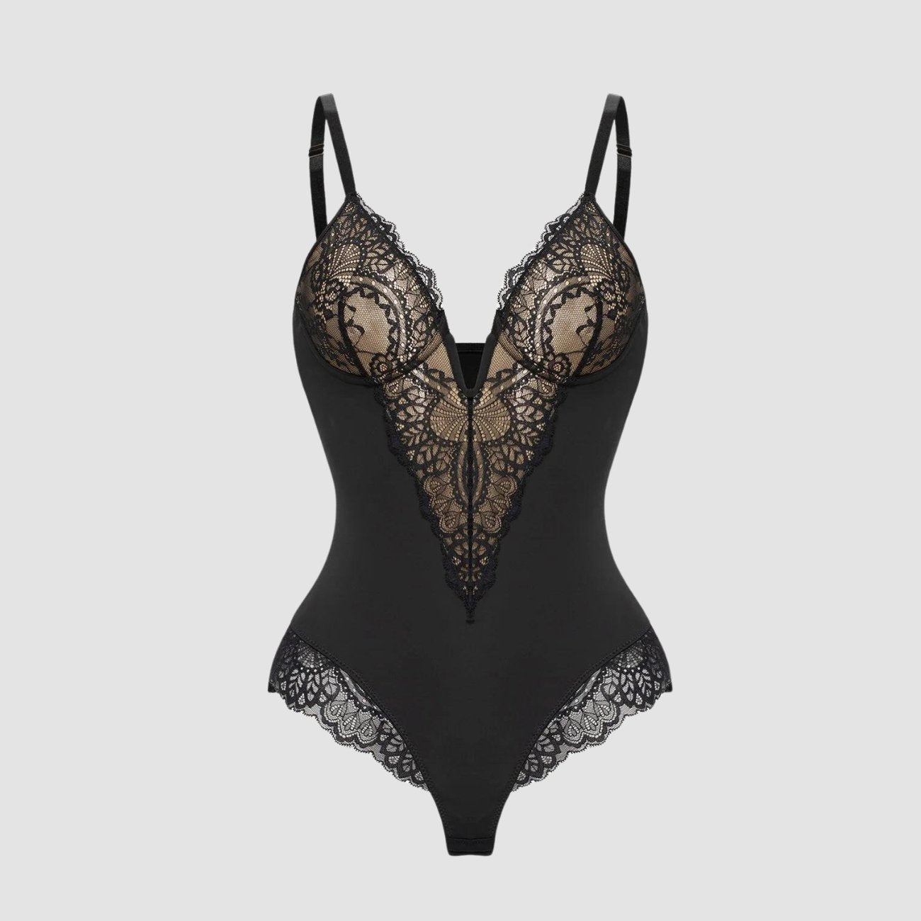 SARAH | Deep V-Neck Lace Shapewear Bodysuit