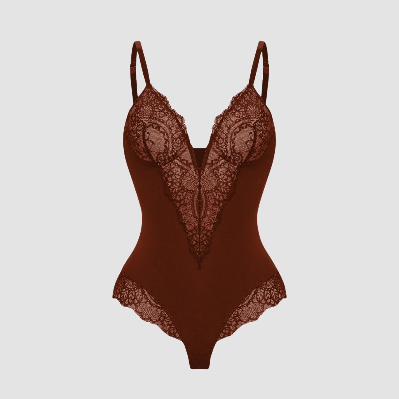 SARAH | Deep V-Neck Lace Shapewear Bodysuit