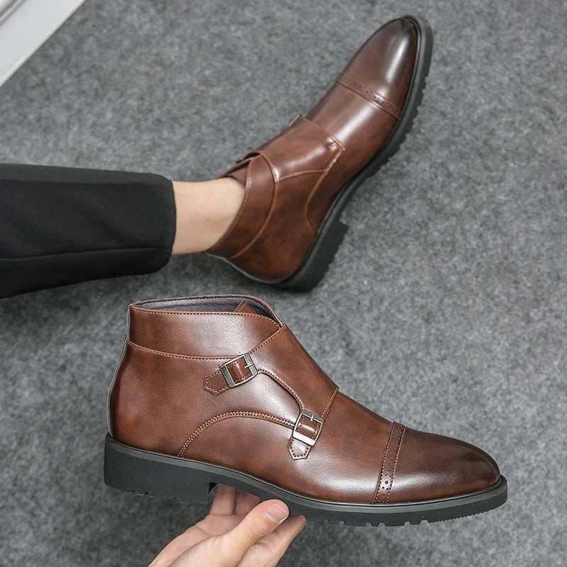 DARELL™ | Leather Boots with Double Monk Straps - Retail Flare