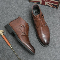 DARELL™ | Leather Boots with Double Monk Straps - Retail Flare