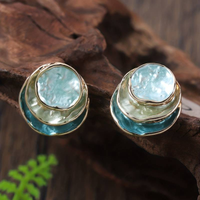 OCEAN | Hand-Painted Layered Round Earrings