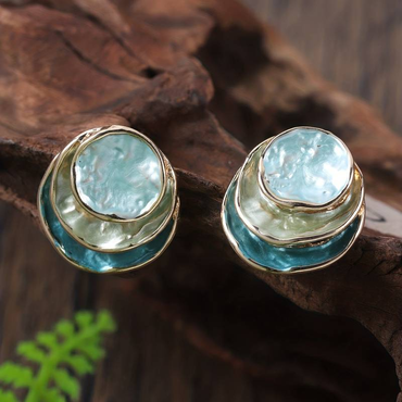 OCEAN | Hand-Painted Layered Round Earrings