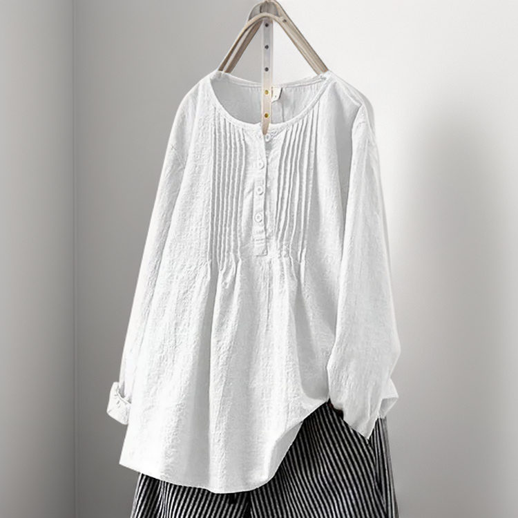 Farah | Pleated Solid Casual Tunic with Buttons - Retail Flare