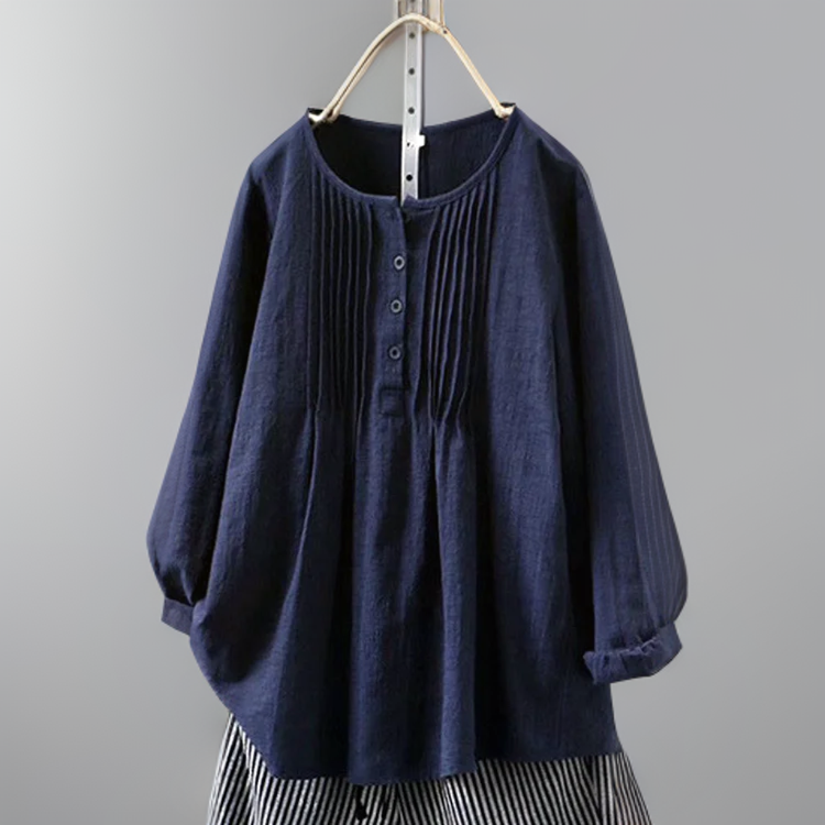 Farah | Pleated Solid Casual Tunic with Buttons - Retail Flare