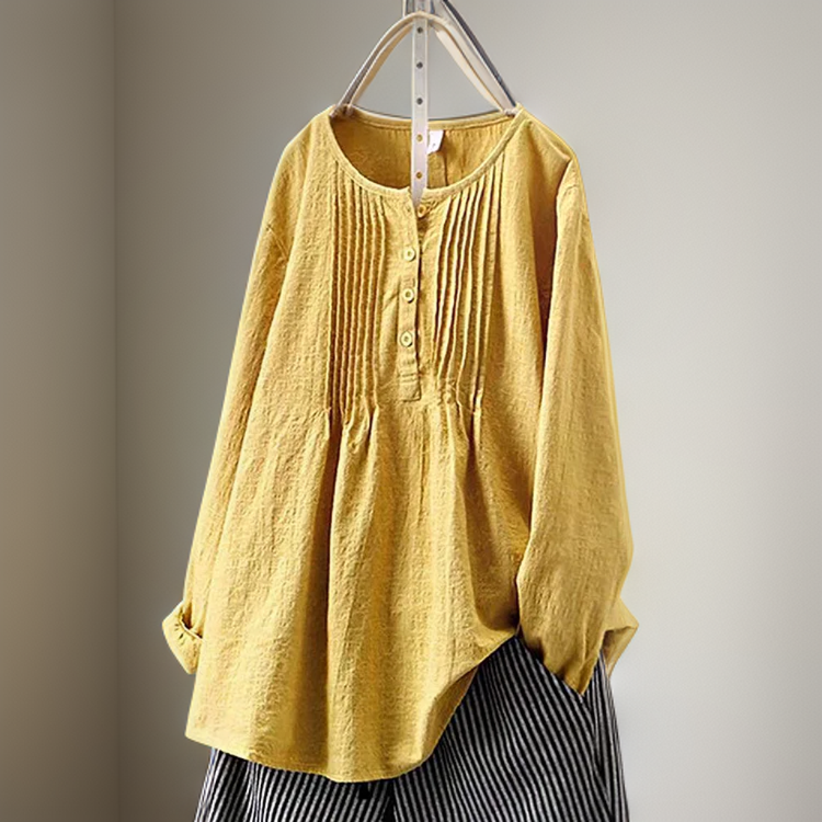 Farah | Pleated Solid Casual Tunic with Buttons - Retail Flare