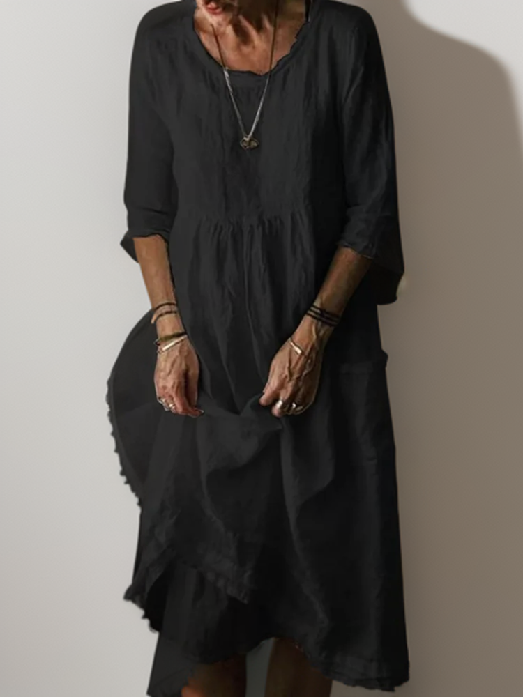 Carolien | Maxi Dress with Loose Round Neck - Retail Flare