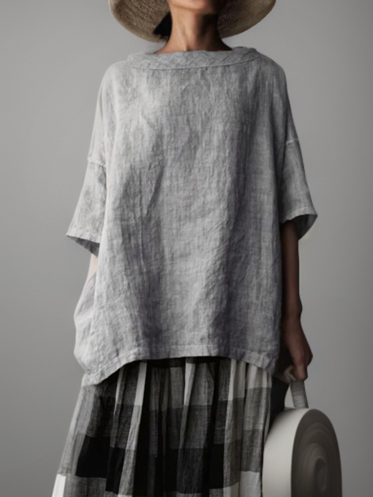 Viktoria | Vintage Oversized Tunic with Boat Neck - Retail Flare