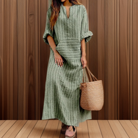 Hailey | Casual Maxi Dress with Vintage Stripes and V-neck - Retail Flare