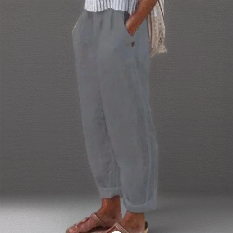 Diana | Loose Cotton and Linen Trousers - Retail Flare