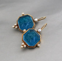 MAEBLE | Vintage Earrings with Green Stone and Pearl